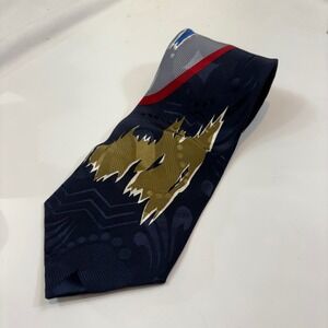 St. Bernard Silk Tie Mens Abstract Geometric Navy Blue Gold Handmade Italy 4x60